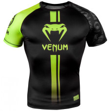 Рашгард Venum Logos Short Sleeves Rashguard Black Neo Yellow