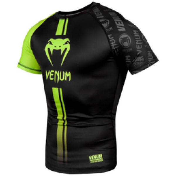 Рашгард Venum Logos Short Sleeves Rashguard Black Neo Yellow
