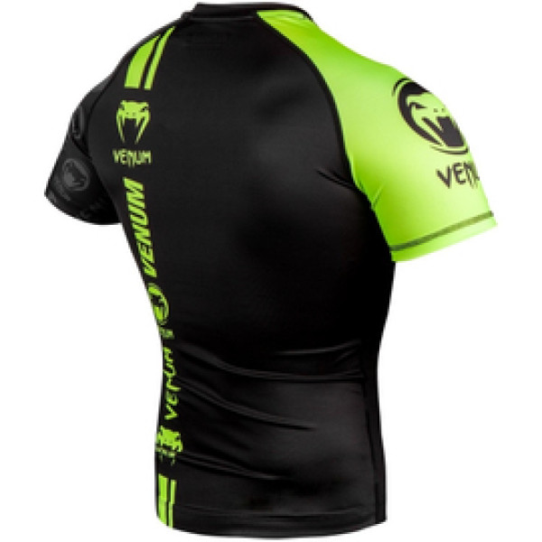 Рашгард Venum Logos Short Sleeves Rashguard Black Neo Yellow