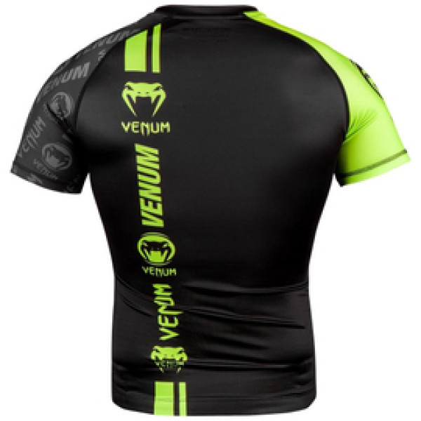 Рашгард Venum Logos Short Sleeves Rashguard Black Neo Yellow