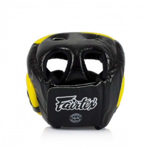 Шлем Fairtex HG13FH Sparring Headguard Full Head Coverage Black Yellow