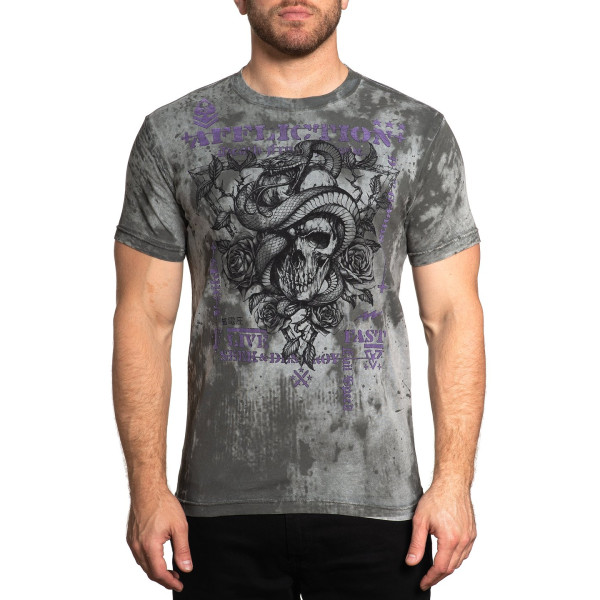 Футболка Affliction Serpent Command Silver Lava Wash