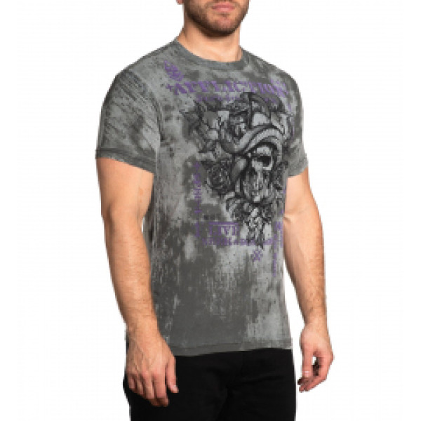 Футболка Affliction Serpent Command Silver Lava Wash