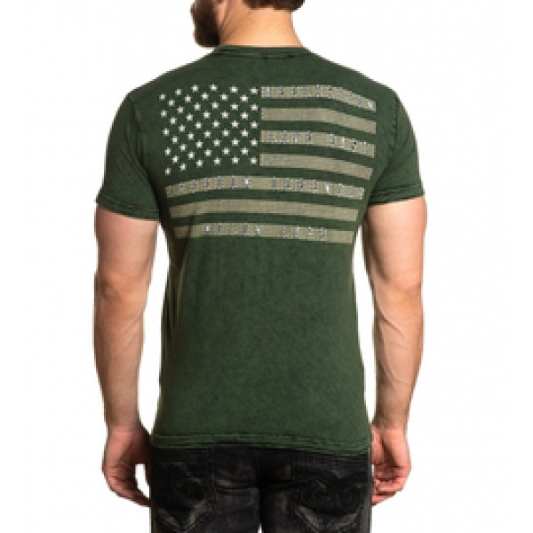 Футболка Affliction Skull Ranger Reversible Green Black