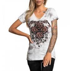 Женская футболка Affliction Poison Rose White Lt Grey Ice