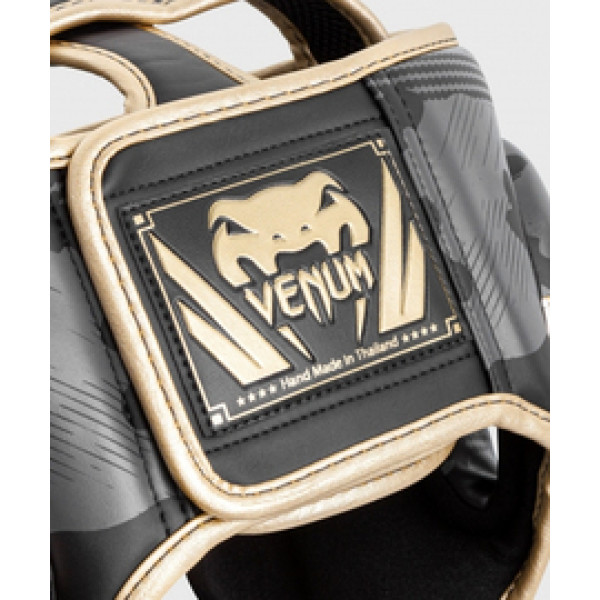 Шлем Venum Elite Headgear Dark Camo Gold