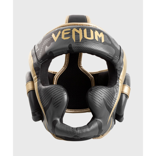Шлем Venum Elite Headgear Dark Camo Gold