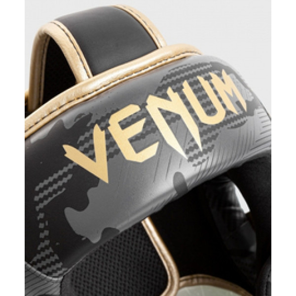 Шлем Venum Elite Headgear Dark Camo Gold