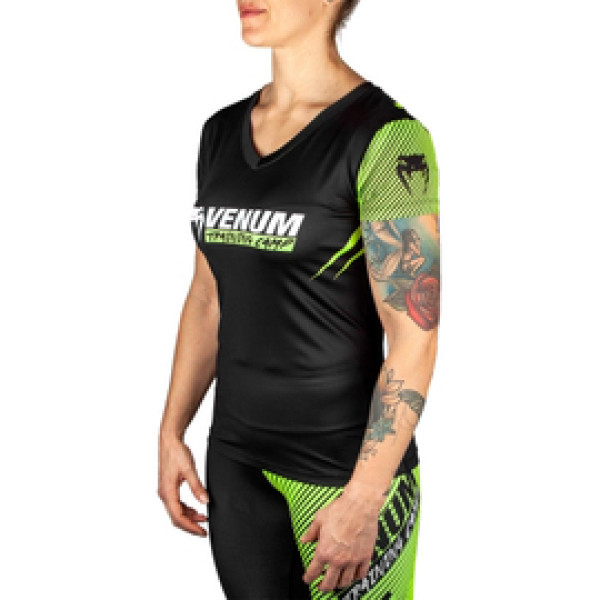 Женская Футболка Venum Training Camp 2.0 T-Shirt Black Neo Yellow