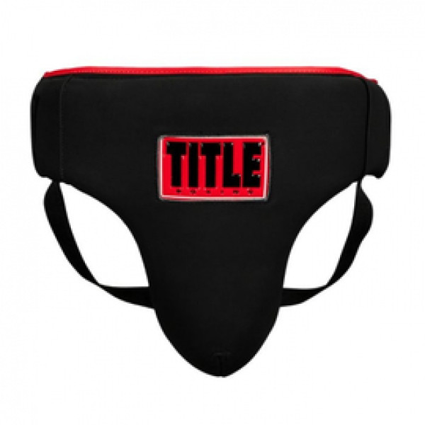 Защита паха Title Leather Solar Groin Protector Black Red