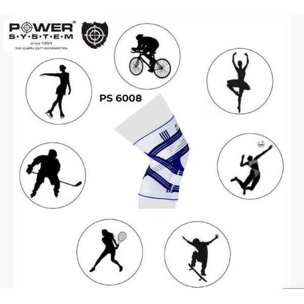 Наколінник Power System PS-6008 Knee Support Pro Blue/White (1шт.) L/XL