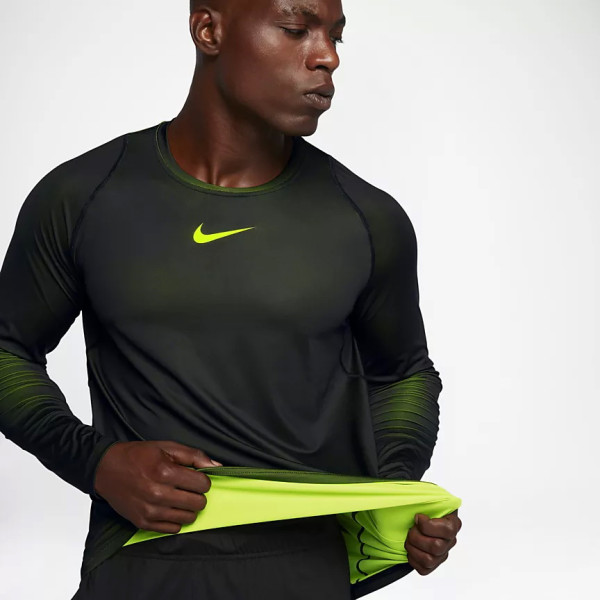 Лонгслив Nike Pro Colorburst Mens Long Sleeve Volt Black