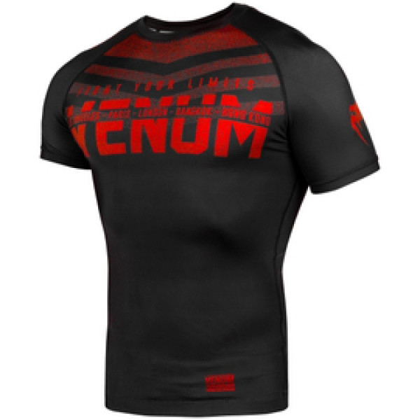 Рашгард Venum Signature Rashguard Short Sleeves Black Red