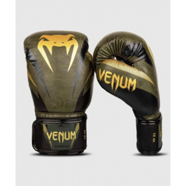 Боксерские перчатки Venum Impact Boxing Gloves Khaki Gold