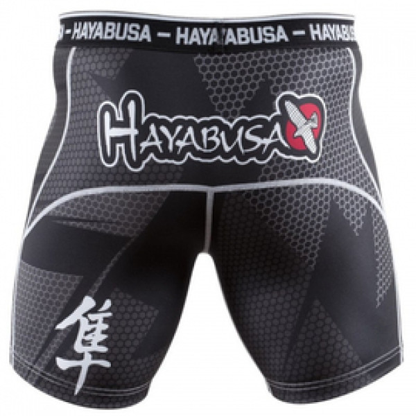 Компрессионные шорты Hayabusa Metaru 47 Silver Compression Shorts Black