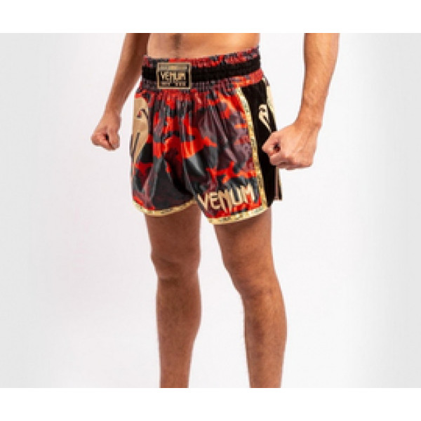Шорты для тайского бокса Venum Giant Camo Muay Thai Shorts Black Red