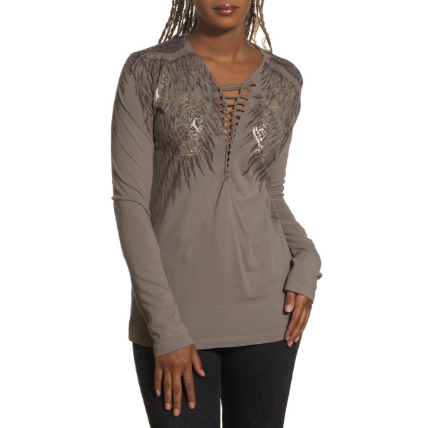 Женский лонгслив Affliction Danica Rose AW24263 Taupe