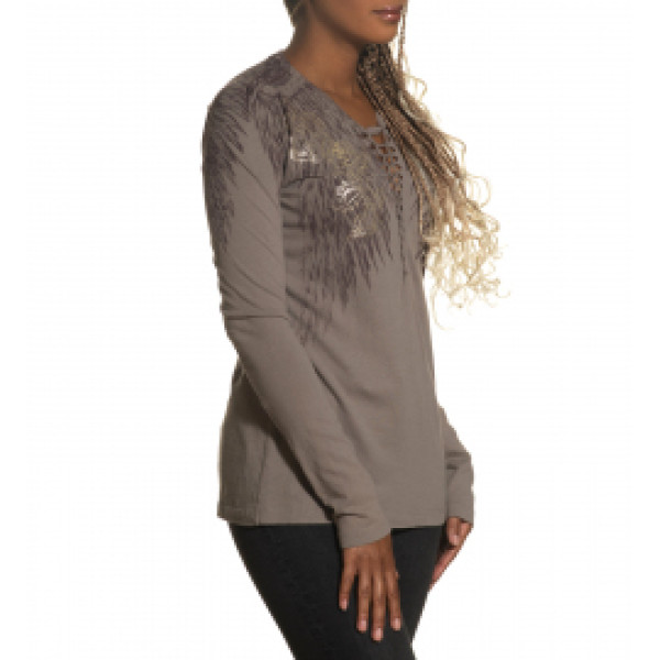 Женский лонгслив Affliction Danica Rose AW24263 Taupe