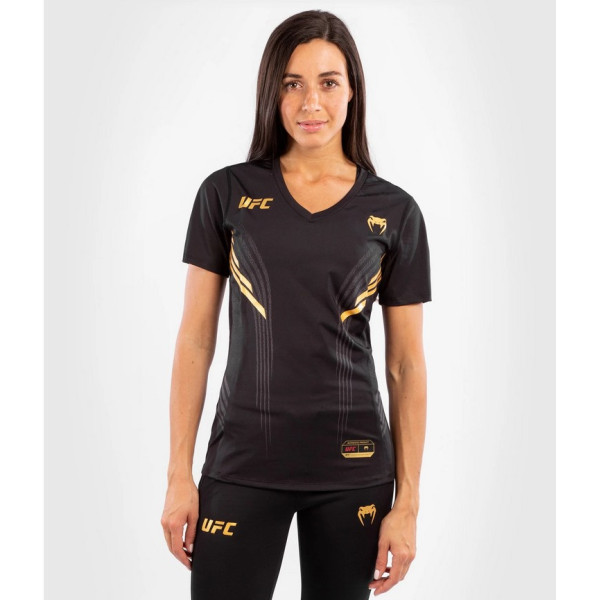 Женская футболка Venum Authentic UFC FightNight Dry Tech Black Gold