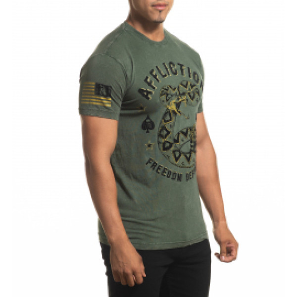 Футболка Affliction FD Revolutionary A24273 Olive Lava Wash