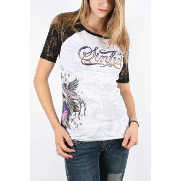 Женская футболка Sinful By Affliction Herbal Rhinestones T-shirt