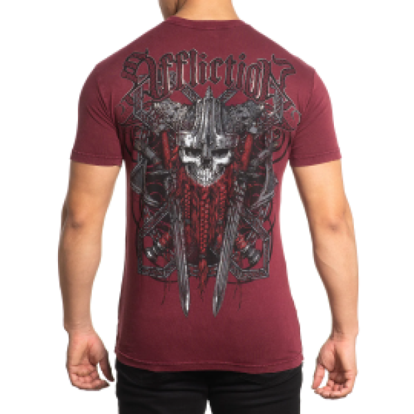 Футболка Affliction Norheim Tee Burgundy Lava Wash