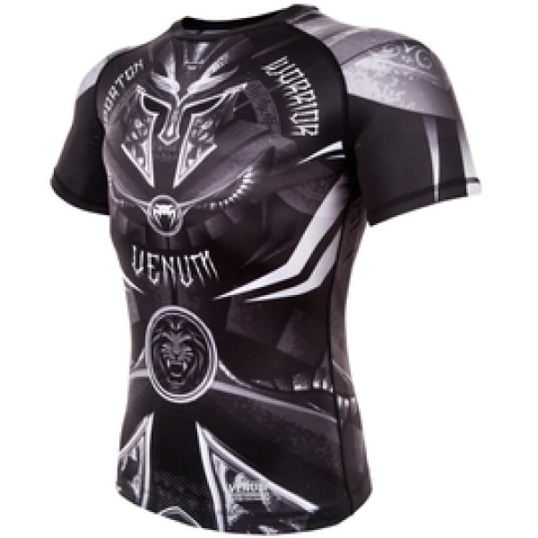 Рашгард Venum Gladiator 3.0 Rashguard Black White Short Sleeves