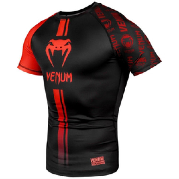 Рашгард Venum Logos Short Sleeves Rashguard Black Red
