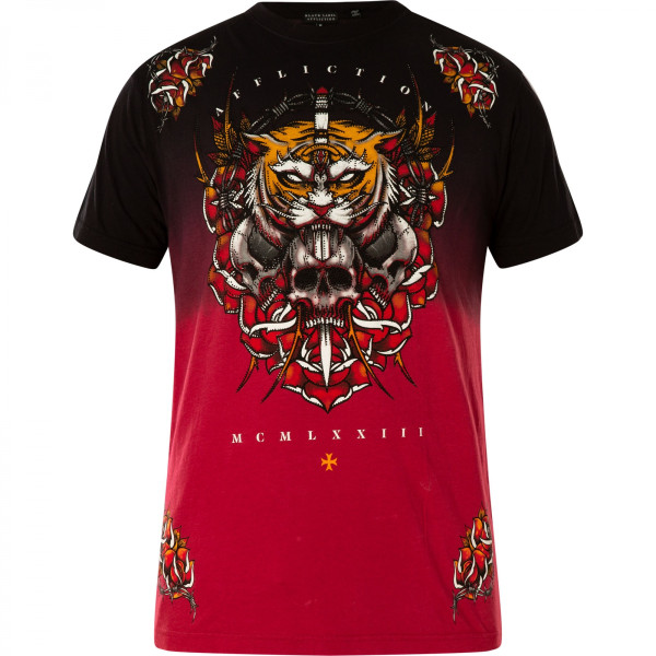 Футболка Affliction Mens Mortal Temple Short Sleeve Tee Black Dirty Red