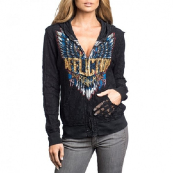 Двусторонняя женская толстовка Affliction Born To Run Revzip Hood