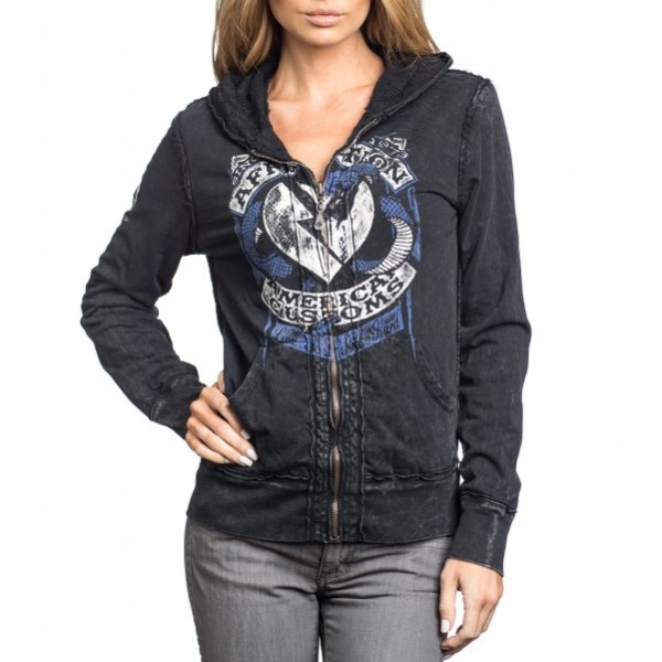 Двусторонняя женская толстовка Affliction Born To Run Revzip Hood