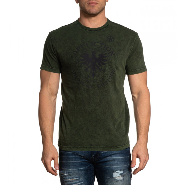 Футболка Affliction Abandon SS Tee Black Kelly Green Lava Tint