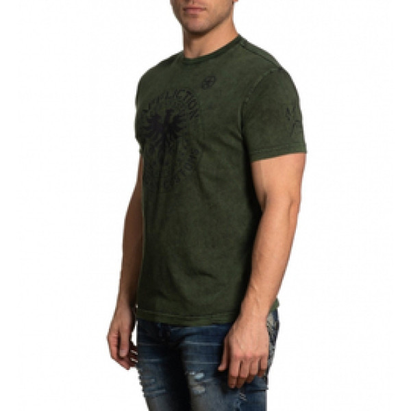 Футболка Affliction Abandon SS Tee Black Kelly Green Lava Tint