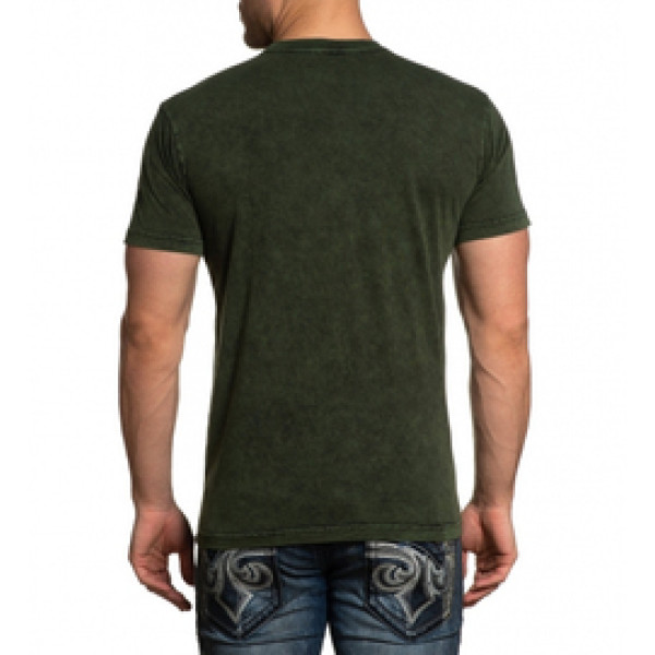 Футболка Affliction Abandon SS Tee Black Kelly Green Lava Tint