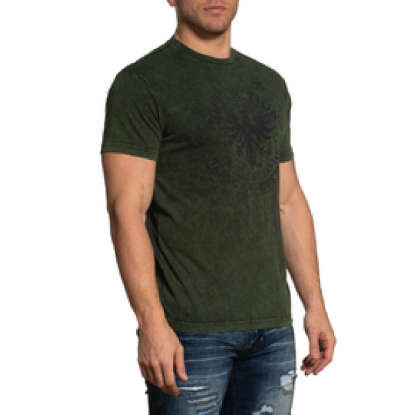 Футболка Affliction Abandon SS Tee Black Kelly Green Lava Tint