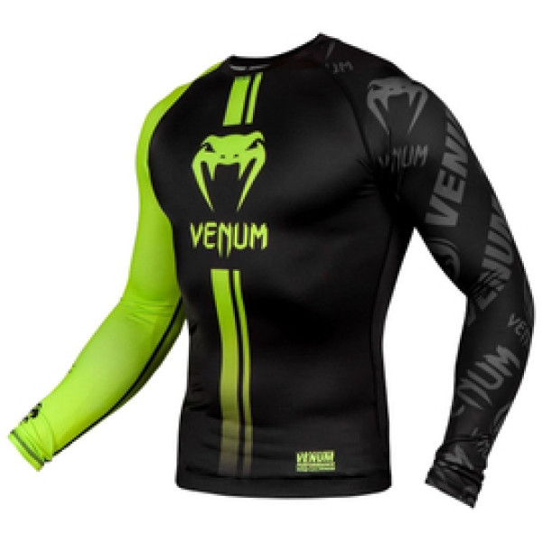 Рашгард Venum Logos Rashguard Long Sleeves Black Neo Yellow