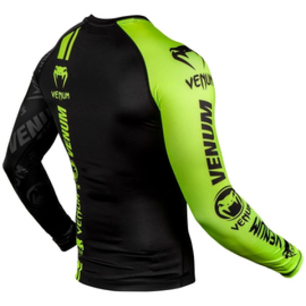 Рашгард Venum Logos Rashguard Long Sleeves Black Neo Yellow