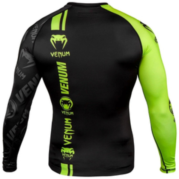 Рашгард Venum Logos Rashguard Long Sleeves Black Neo Yellow