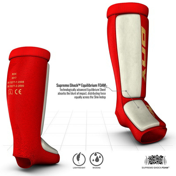 Захист гомілки RDX SI MMA Gel Padded Lightweight OEKO-TEX® Standard 100 Certified Red