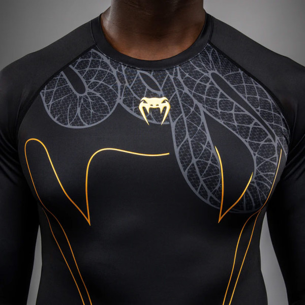 Рашгард Venum Serpenti Long Sleeve Rashguard Black Silver Gold