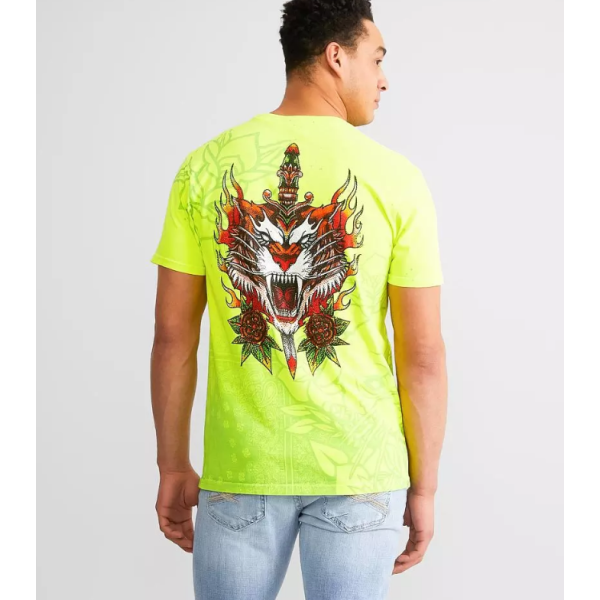 Футболка Affliction Fire Guide Tee Optic Neon Yellow Pigment
