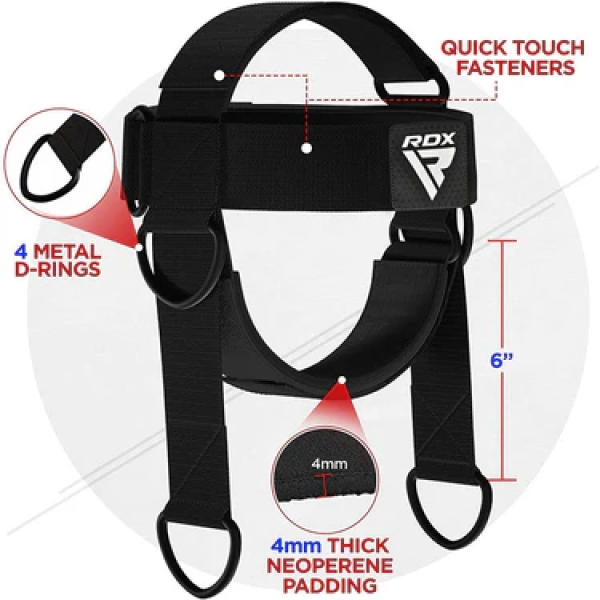 Тренажер для шиї RDX H2 Neck Harness For Weight Lifting & Strengthening Exercises Black
