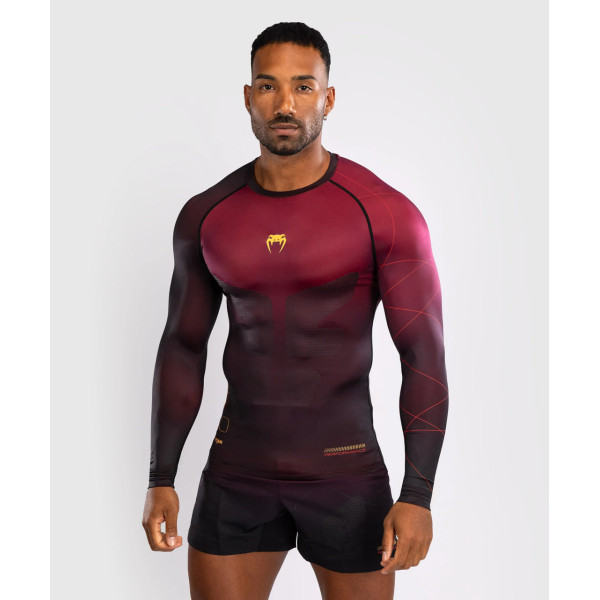 Рашгард Venum Tactical XT Men's Long Sleeve Rashguard - Black/Burgundy/Gold