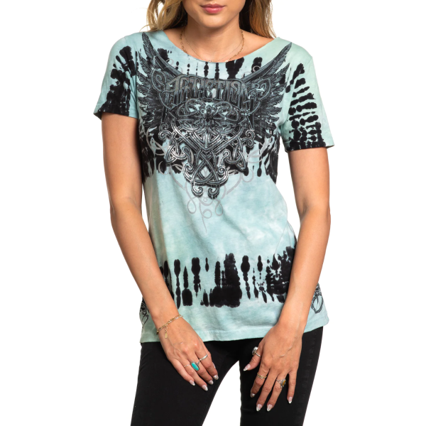 Жіноча футболка Affliction Celtic Heart Scoop Neck Earthquake Wash