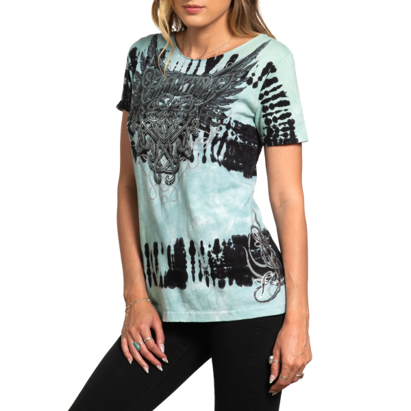 Жіноча футболка Affliction Celtic Heart Scoop Neck Earthquake Wash