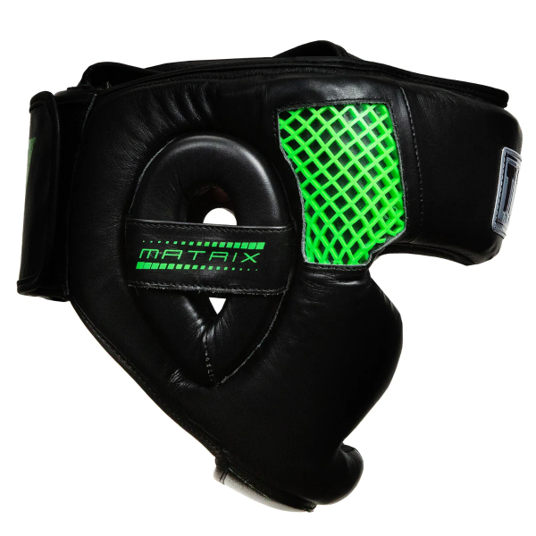 Боксерський шолом TITLE Boxing Matrix Full Face Headgear Black Neon Green