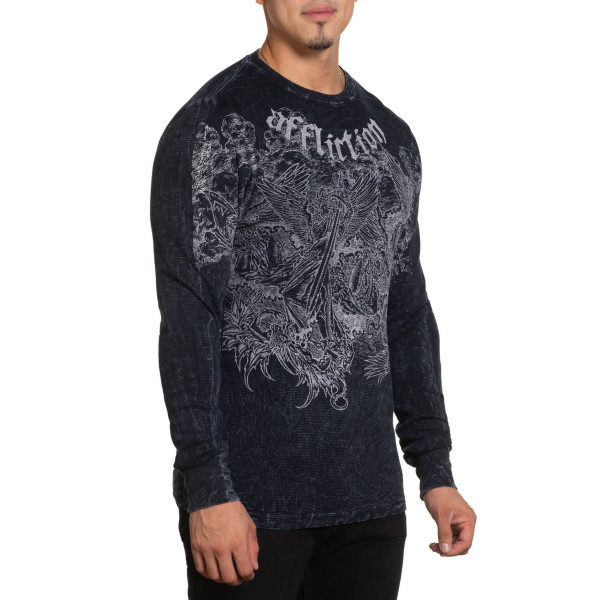 Лонгслів Affliction Angels Thermal Black Lava Wash