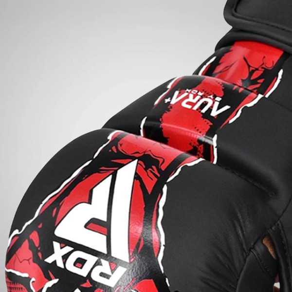 Рукавиці для ММА RDX F-17 Aura Plus Grappling Shooter Gloves Black Red