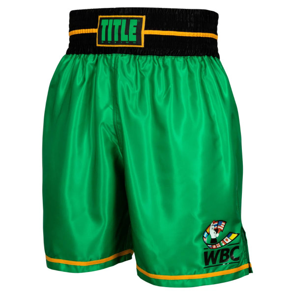 Шорти WBC by TITLE Boxing Professional Boxing Trunks Green Black