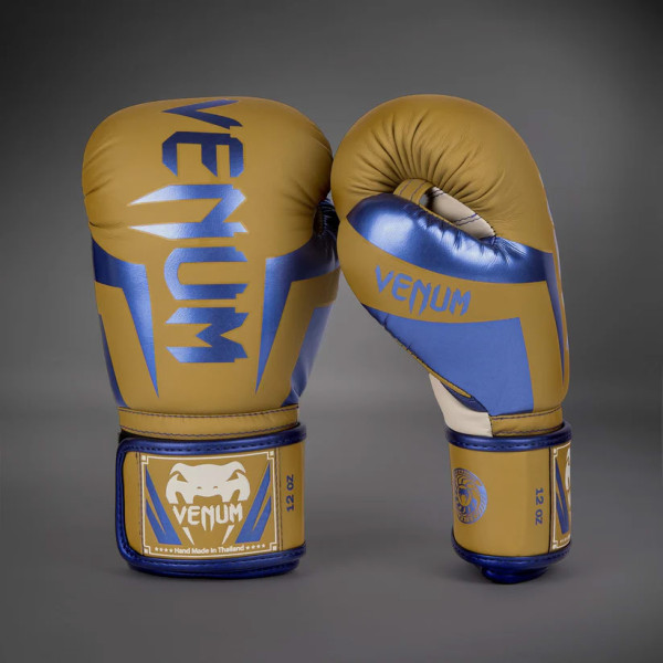 Боксерські рукавиці Venum Elite Boxing Gloves Mustard Cream Blue